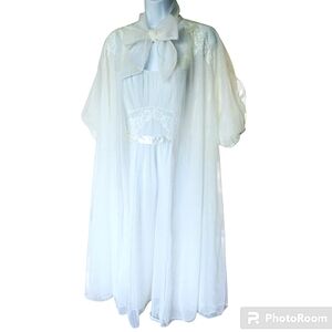 Vintage Vanity Fair 1950s Wedding Peignoir Negligee Nightgown Robe Set Size 34